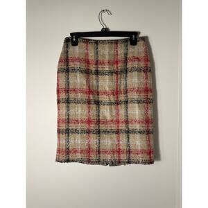 Talbots Plaid Tweed Midi Skirt Size 4